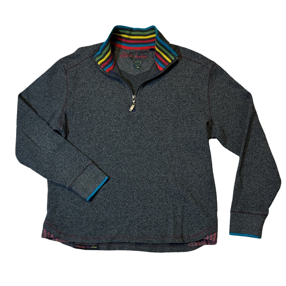 Robert Graham mens M Medium gray solid textured 1/4 zip pullover sweater EUC